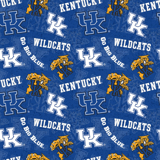 Kentucky Wildcats Basketball Royal Sheeting Fabric Cotton 4 Oz 44-45
