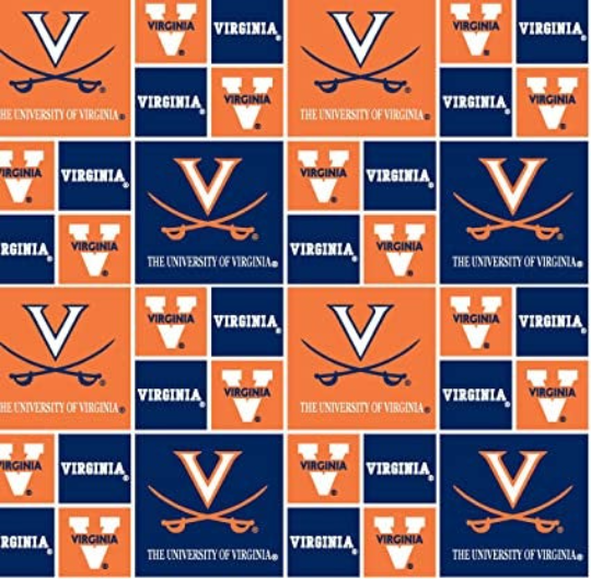 University of Virginia Cavaliers Checkered 100% Cotton Fabric by the Yard 44-45