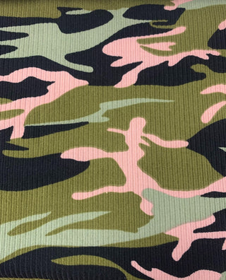 Buy 26-olive-mauve Brushed DTY 4x2 Rib Camouflage Print